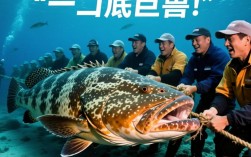 渔民抓160斤巨型石斑鱼 多人拖上岸
