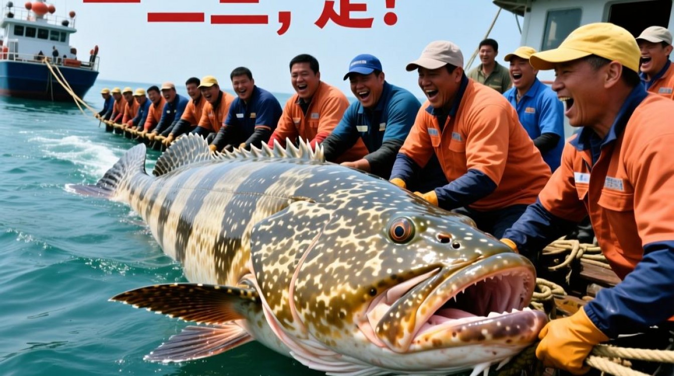 渔民抓160斤巨型石斑鱼 多人拖上岸-图3 渔民抓160斤巨型石斑鱼 多人拖上岸-图3